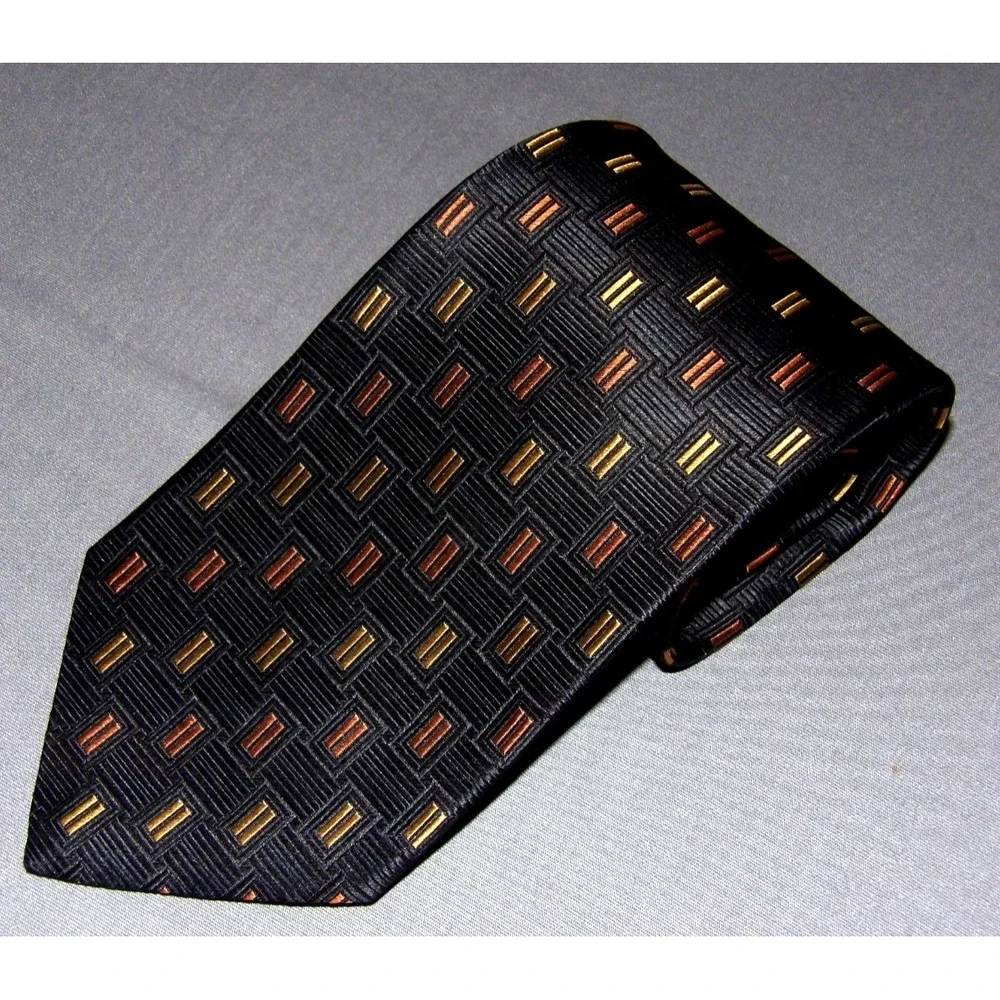 NEW! Jos. A. Bank 100% Silk Made in Italy Black Geometric Neck Tie NWT!